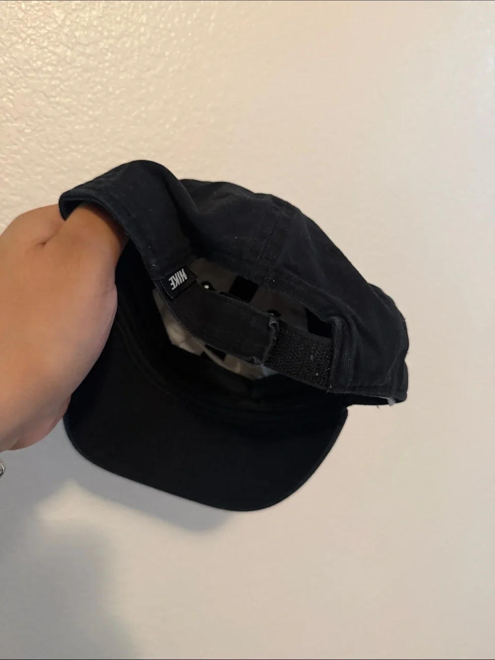Nike Black Cap with White Swoosh Embroidery